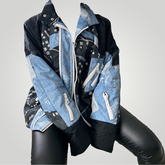 SOLD 📣 Vintage Christian Dior Denim and Leather Print Jacket - Picture 3 of 8